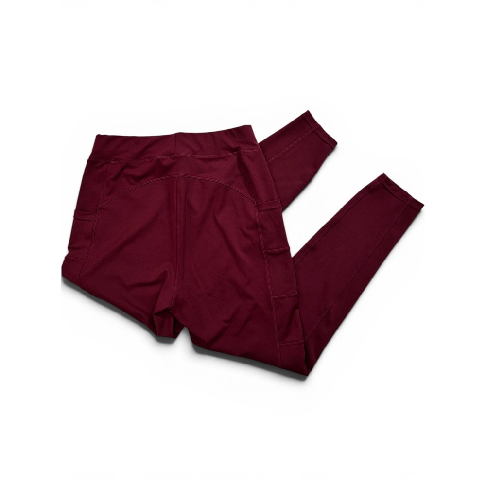Pop Fit Burgundy High Waisted Activewear Leggings with Side Pockets Womens XL